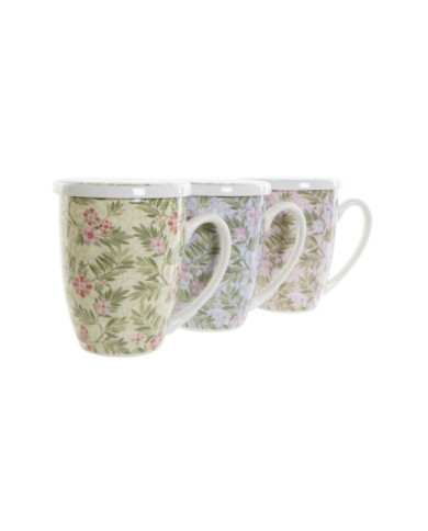 MUG INFUSIONES PORCELANA 12X9X11 380ML, FLORES 3 S