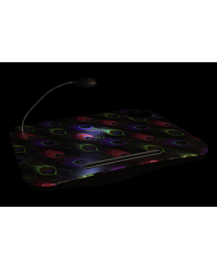BANDEJA LED PVC 48X38X7 PLUMAS PAVO REAL NEGRO