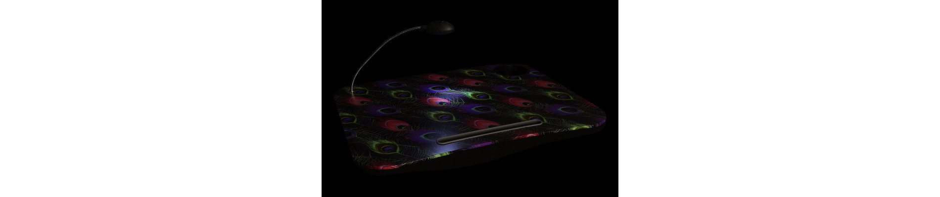 BANDEJA LED PVC 48X38X7 PLUMAS PAVO REAL NEGRO