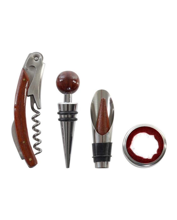 VINO SET 4 PP INOX 3X3X10 MARRON OSCURO