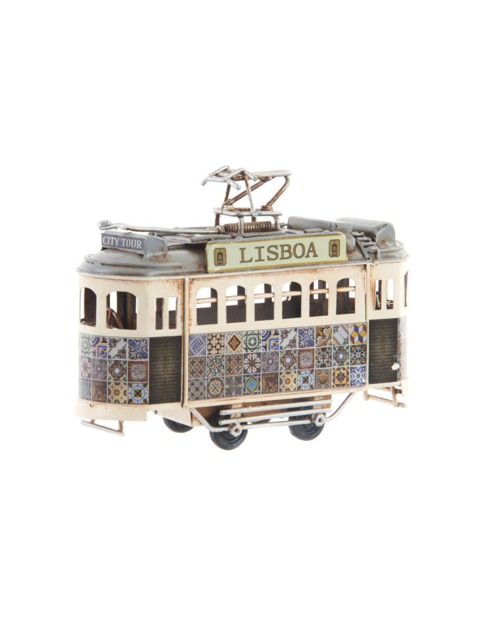VEHICULO DECORACION METAL 13X5X8 TRANVIA