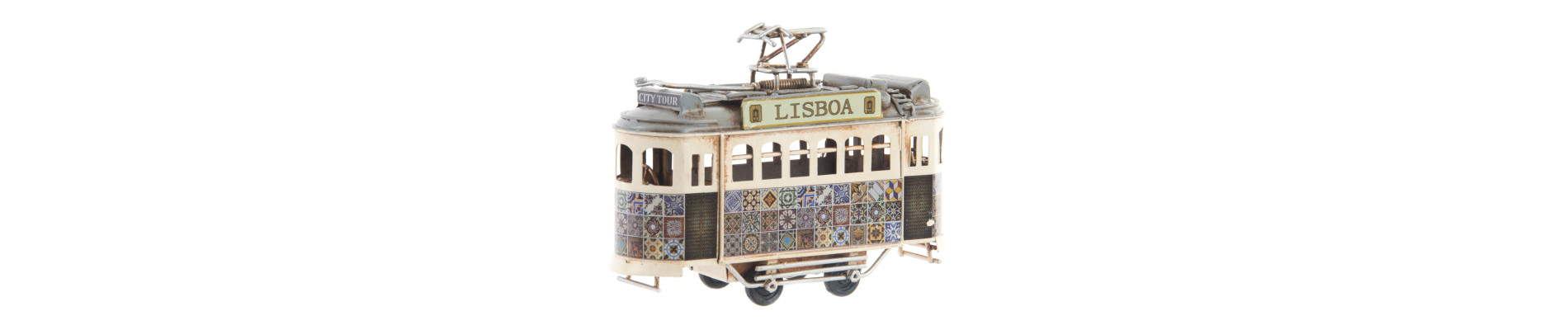 VEHICULO DECORACION METAL 13X5X8 TRANVIA