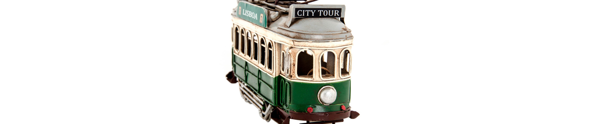 VEHICULO DECORACION METAL 32X9,5X17 TRANVIA VERDE
