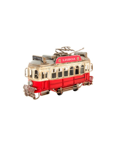 VEHICULO DECORACION METAL 21X6,5X12 TRANVIA ROJO