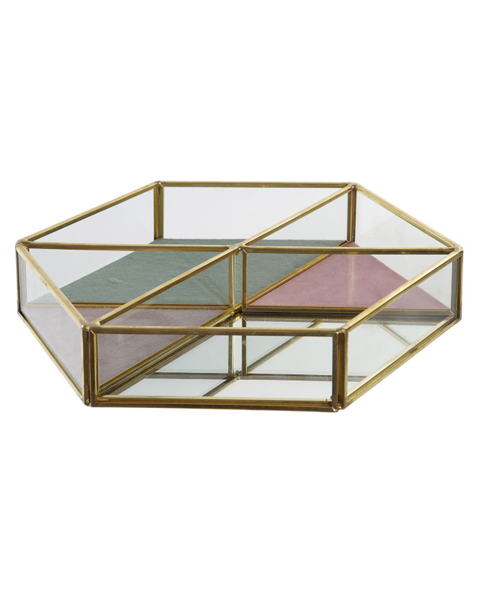 JOYERO CRISTAL METAL 23,5X20,5X4 DORADO