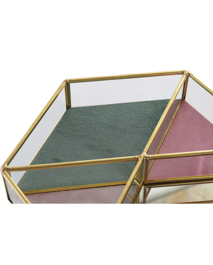JOYERO CRISTAL METAL 23,5X20,5X4 DORADO