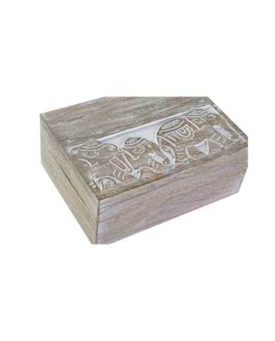 CAJA SET 2 MANGO 18X13X8 ELEFANTE MARRON