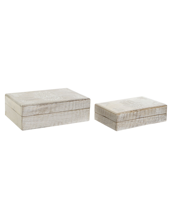 CAJA SET 2 MANGO 25X17X8 HAMSA DECAPE MARRON