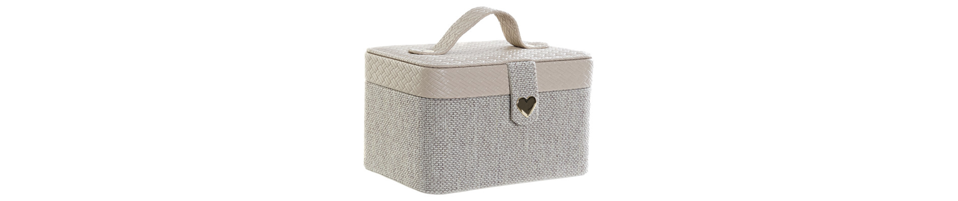 JOYERO LINO ESPEJO 17X12X10 BANDEJA SATINADO BEIGE