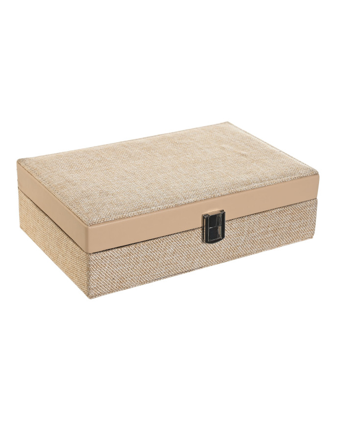 JOYERO POLIESTER 25X16X7,5 ESPEJO 18X9 BEIGE