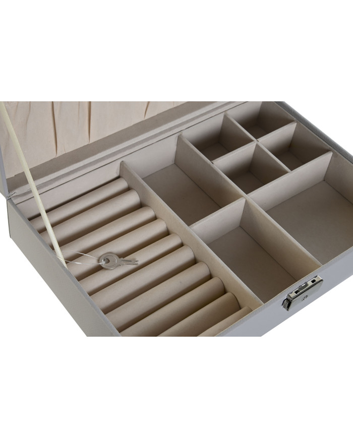 JOYERO MDF VELVET 28X19,5X7,5 GRIS CLARO