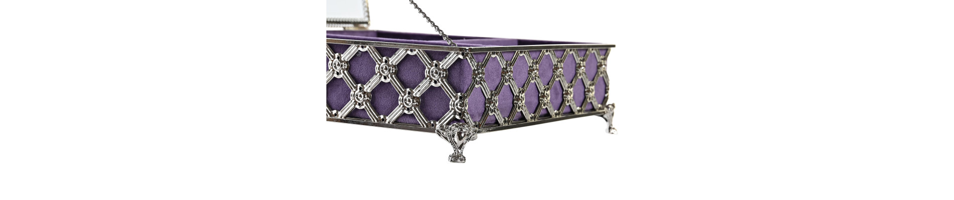 JOYERO METAL CRISTAL 22X22X7 LILA