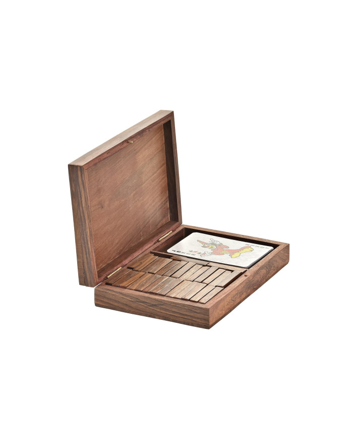 JUEGO SET 3 SHEESHAM LATON 17X12X3,5 DOMINO CARTAS