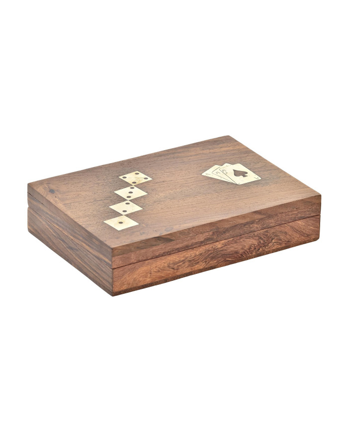 JUEGO SET 3 SHEESHAM LATON 17X12X3,5 DOMINO CARTAS