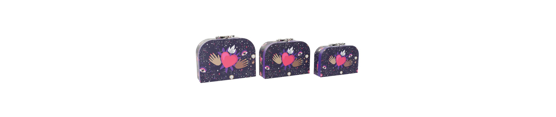 CAJA SET 3 CARTON METAL 28X9,5X20 GOOD LUCK LILA