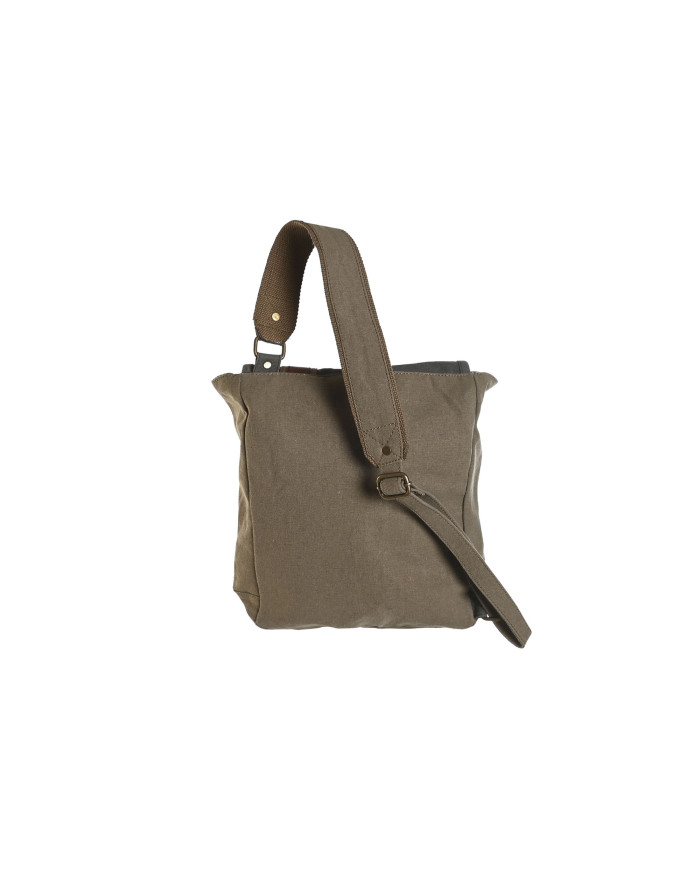 BOLSO BANDOLERA CANVAS CUERO 23X10X30 BEIGE