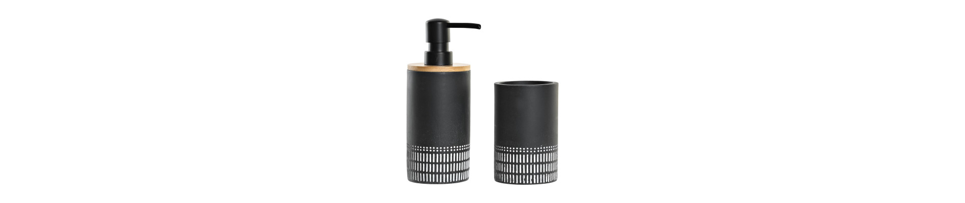 BAÑO SET 2 RESINA PLASTICO 11X6X17 MARMOL NEGRO