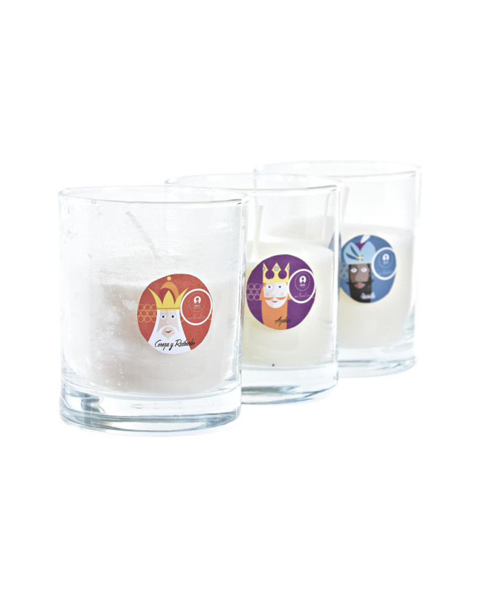 VELA CERA CRISTAL 8X8X9 110 REYES MAGOS 3 SURT.