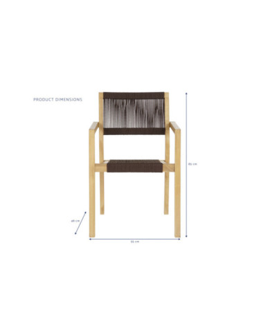 MESA SET 5 TECA CUERDA 90X90X75 54X56X84 MARRON