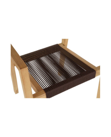 MESA SET 5 TECA CUERDA 90X90X75 54X56X84 MARRON
