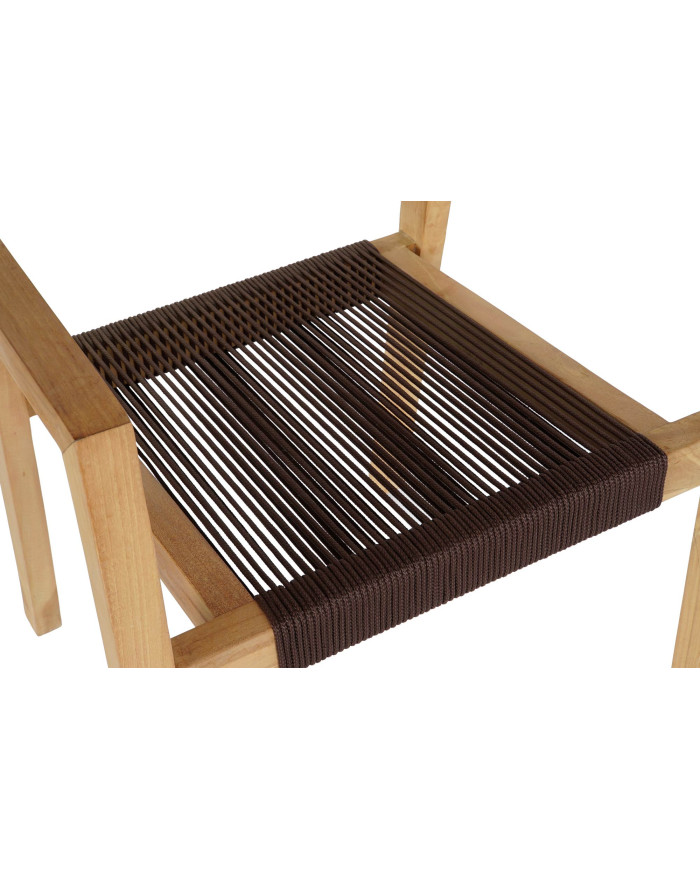 MESA SET 5 TECA CUERDA 90X90X75 54X56X84 MARRON