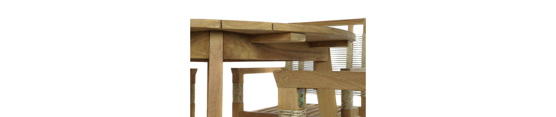MESA SET 5 TECA CUERDA 100X100X76 55X60X90 NATURAL