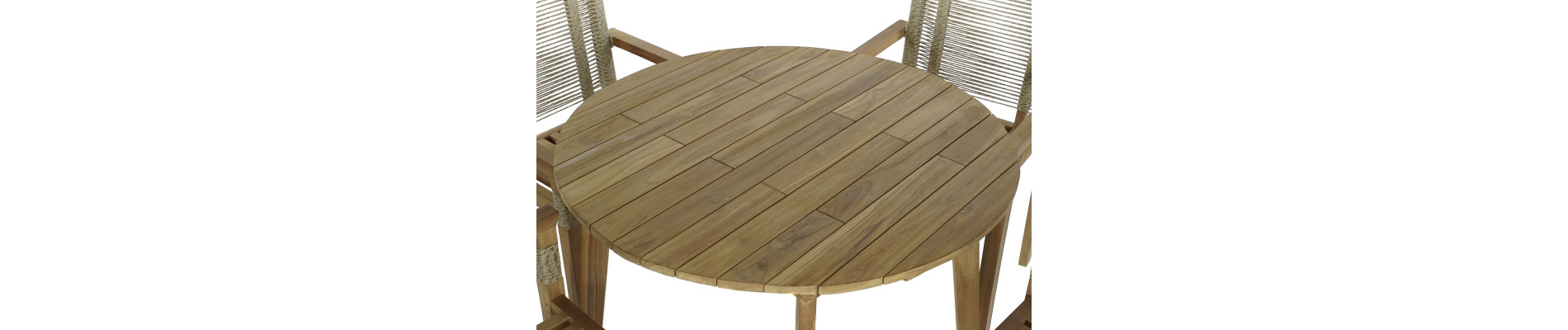 MESA SET 5 TECA CUERDA 100X100X76 55X60X90 NATURAL