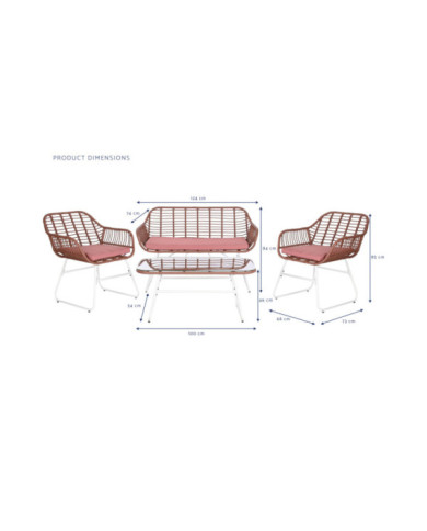 SOFA SET 4 RATAN SINTETICO 124X74X84 CON COJINES
