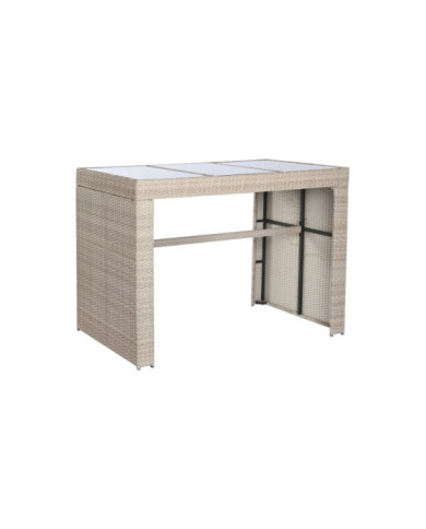 MESA SET 7 RATAN SINTETICO ACERO 143X80X100