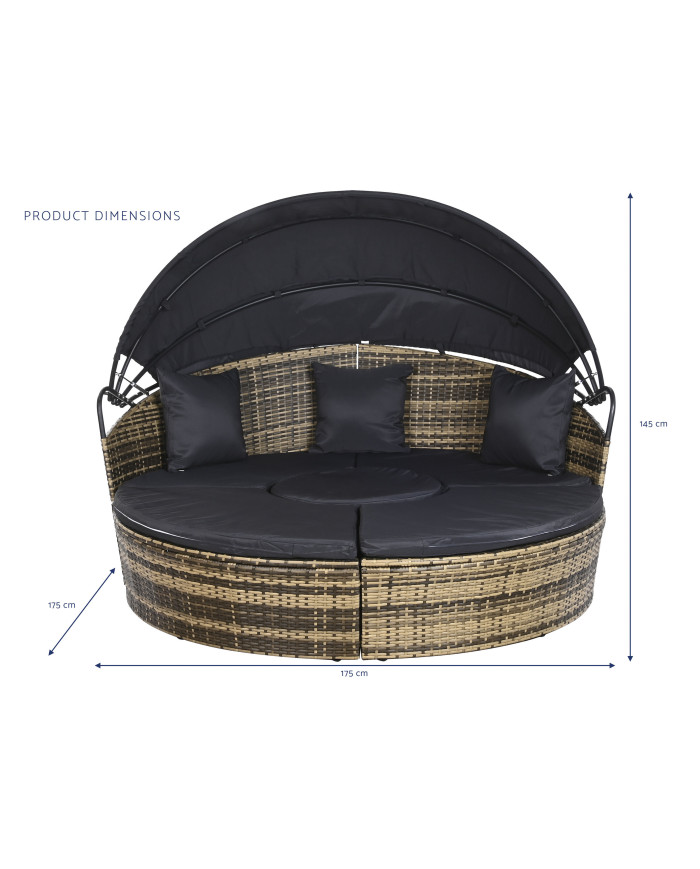 CAMA CHILL OUT RATAN SINTETICO ACERO 175X175X145