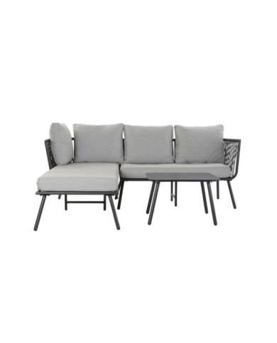 SOFA SET 2 ALUMINIO POLIESTER 196X170X86 NEGRO