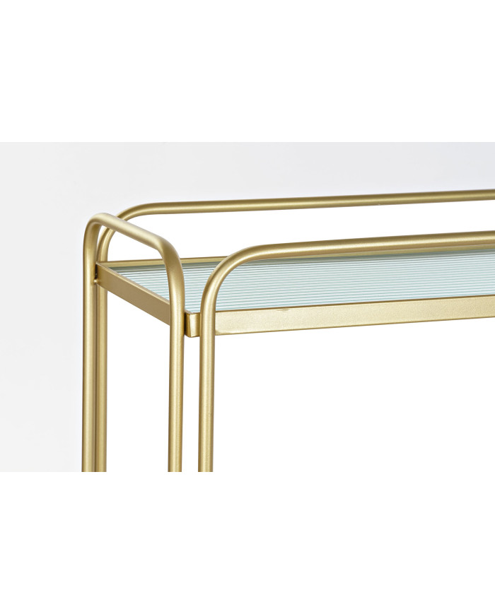 CAMARERA METAL CRISTAL 80X28X81 RUEDAS DORADO