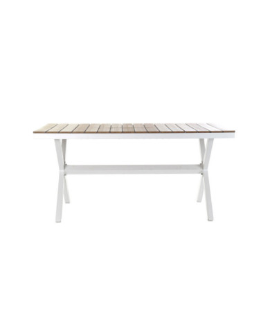MESA ALUMINIO RESINA 160X90X75 SIMIL MADERA BLANCO
