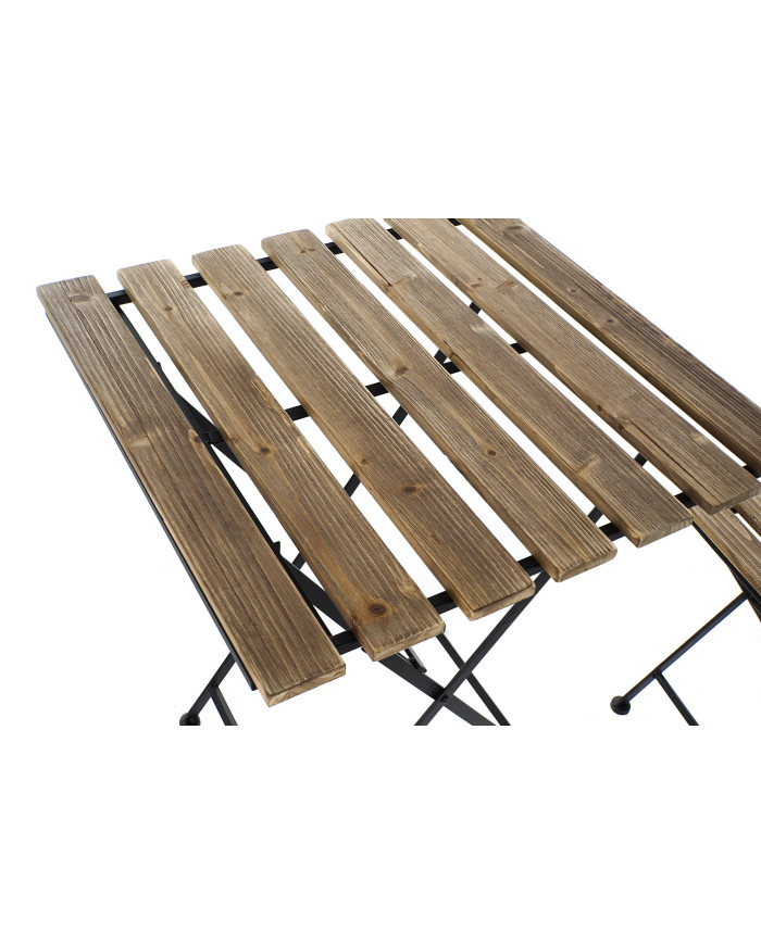 MESA SET 3 METAL PINO 60X60X74 PLEGABLE MARRON