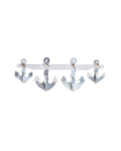 PERCHERO PARED MADERA CUERDA 66X10X25 ANCLAS AZUL