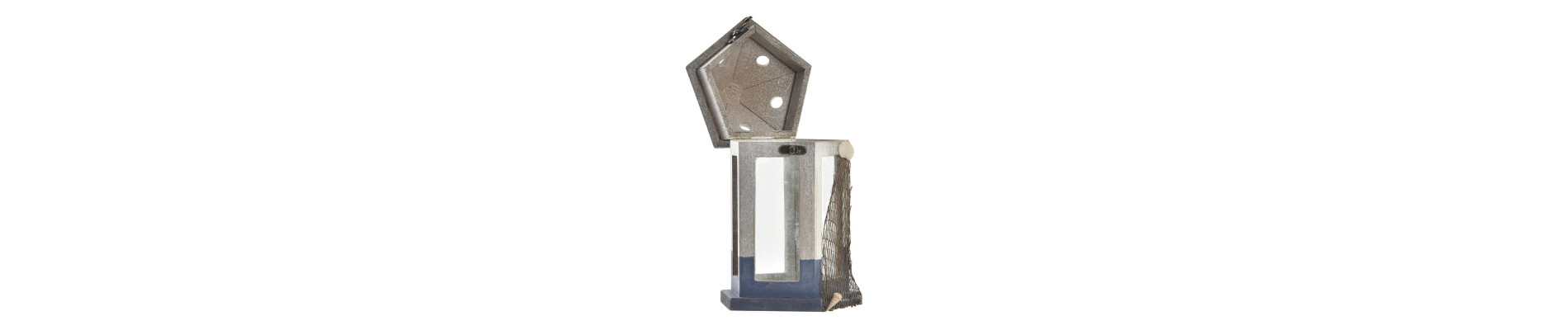 PORTAVELA MDF CRISTAL 14X14X23 DESGASTADO AZUL