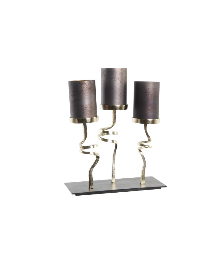 PORTAVELA CRISTAL ALUMINIO 37X16X47 3 VELAS GRIS