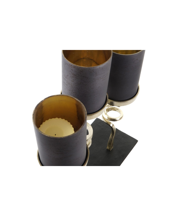 PORTAVELA CRISTAL ALUMINIO 37X16X47 3 VELAS GRIS