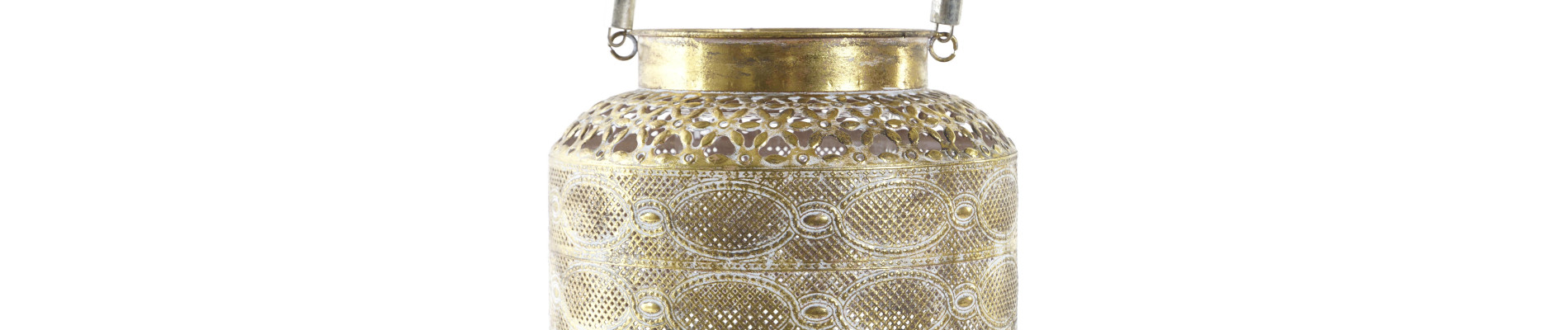 PORTAVELA METAL CRISTAL 26,5X26,5X22 ENVEJECIDO