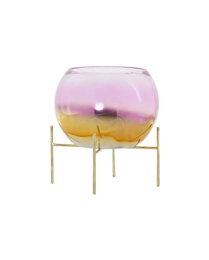 PORTAVELA METAL CRISTAL 19X19X20,5 ROSA