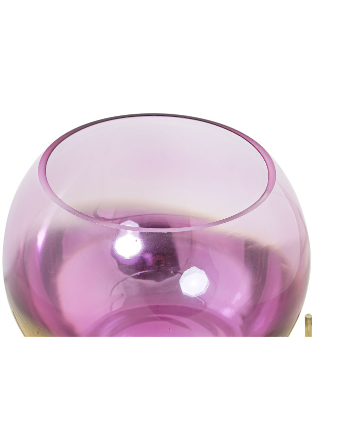 PORTAVELA METAL CRISTAL 19X19X20,5 ROSA
