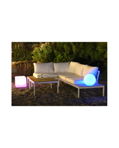 LAMPARA SOLAR PE LED 30X30X30 IP65 CUADRADO BLANCO