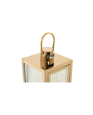 FAROLA METAL CRISTAL 16X16X34,5 DORADO