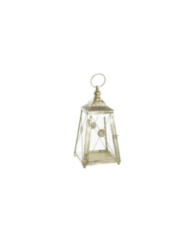 FAROLA METAL CRISTAL 18X18X36 DORADO