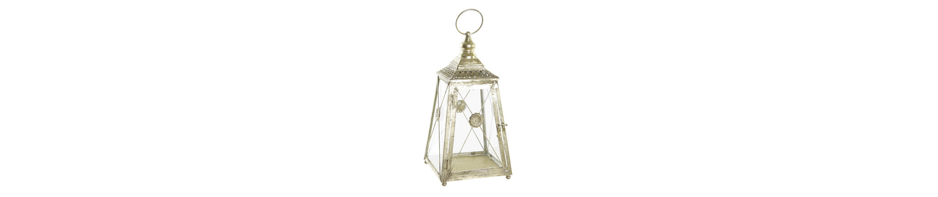 FAROLA METAL CRISTAL 18X18X36 DORADO