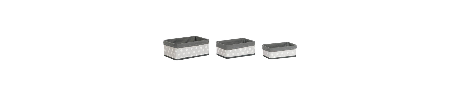 CESTA SET 3 BAMBU POLIESTER 35X25X14 ESTRELLAS