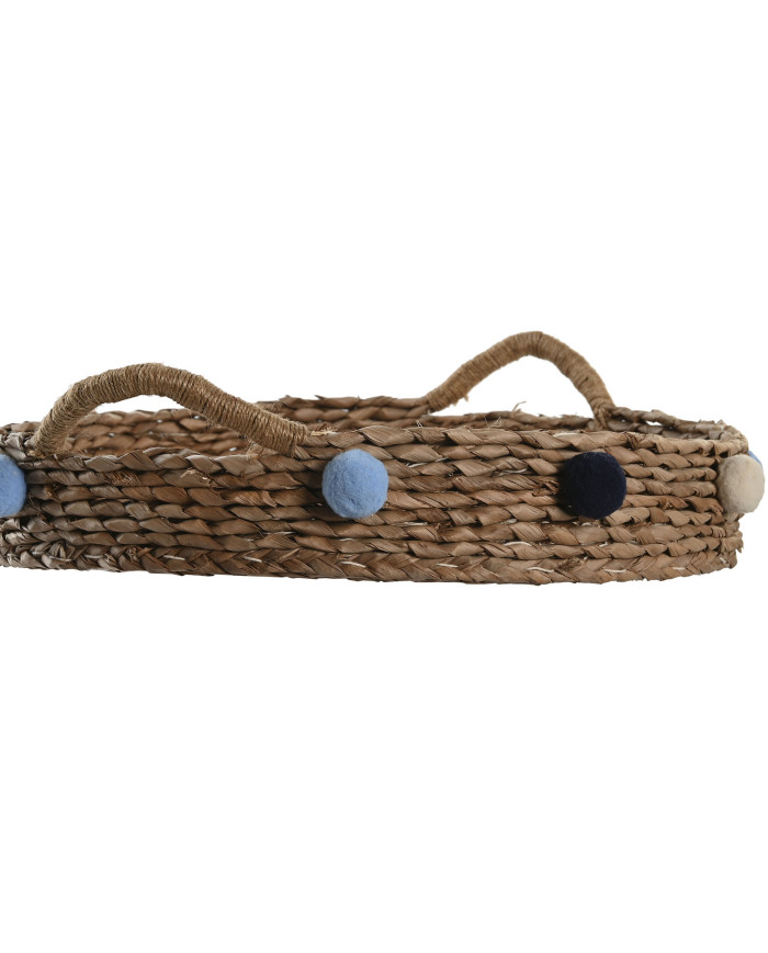 CESTA SET 2 SEAGRASS 49X40X9,5 POMPONES MULTICOLOR