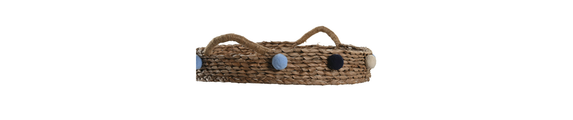 CESTA SET 2 SEAGRASS 49X40X9,5 POMPONES MULTICOLOR
