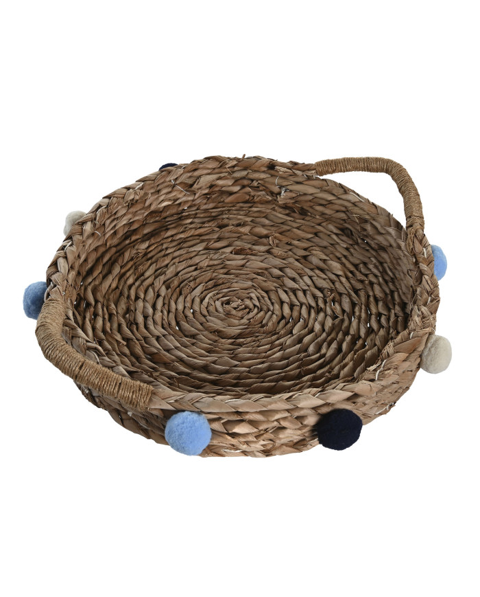 CESTA SET 2 SEAGRASS 49X40X9,5 POMPONES MULTICOLOR