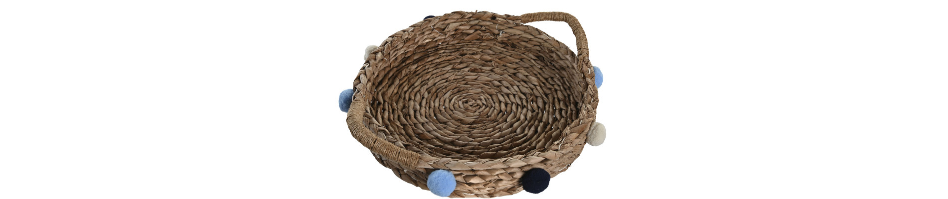 CESTA SET 2 SEAGRASS 49X40X9,5 POMPONES MULTICOLOR